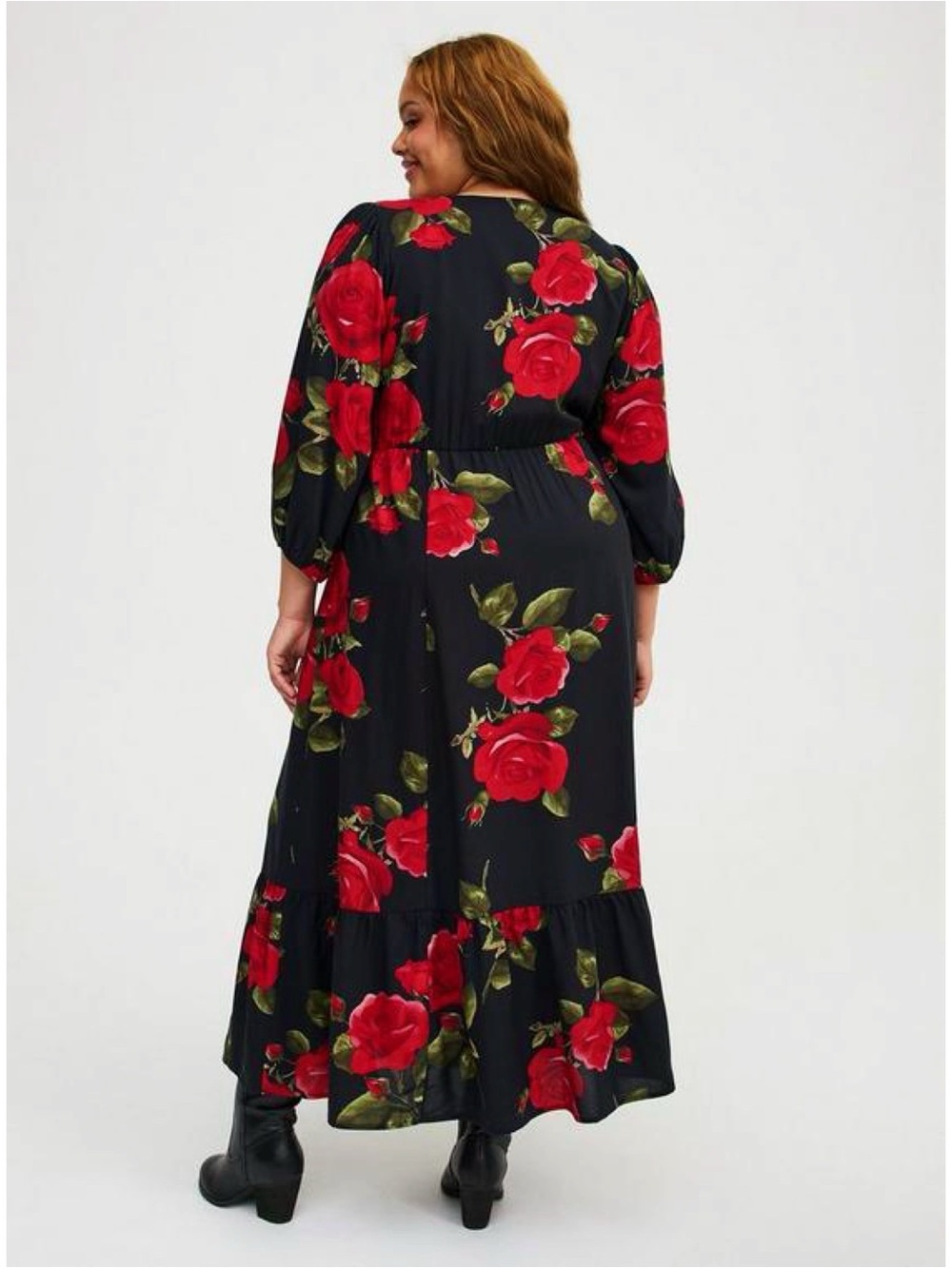 TORRID Black and Red Floral Print Maxi Dress - Picture 3 of 8